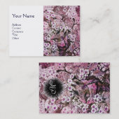 Carte De Visite NID OISEAU, monogramme, blanc rose (Devant / Derrière)