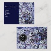 Carte De Visite NID OISEAU, monogramme, bleu blanc (Devant / Derrière)