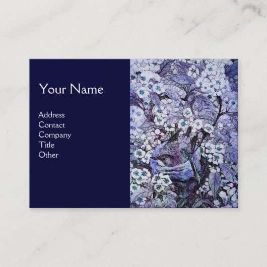 Carte De Visite NID OISEAU, monogramme, bleu blanc (Devant)