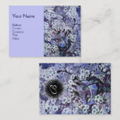Carte De Visite NID OISEAU, monogramme, bleu blanc (Devant / Derrière)