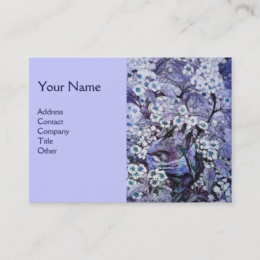 Carte De Visite NID OISEAU, monogramme, bleu blanc (Devant)