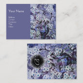 Carte De Visite NID OISEAU, monogramme, bleu blanc (Devant / Derrière)