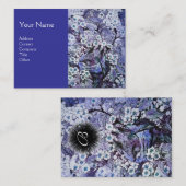 Carte De Visite NID OISEAU, monogramme, bleu blanc (Devant / Derrière)