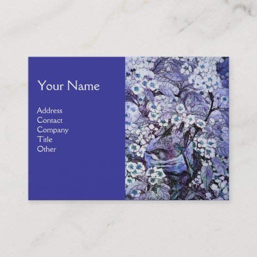 Carte De Visite NID OISEAU, monogramme, bleu blanc (Devant)