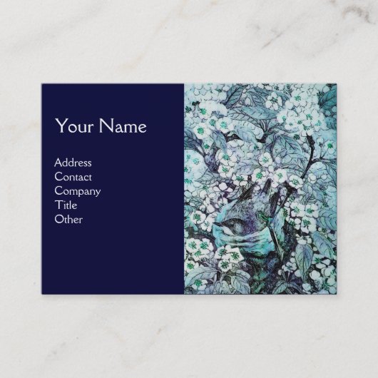 Carte De Visite NID OISEAU, monogramme, bleu blanc (Devant)
