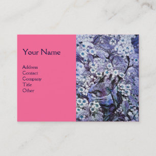 Carte De Visite NID OISEAU, monogramme, bleu blanc rose