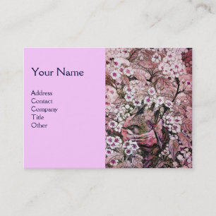 Carte De Visite NID OISEAU, monogramme, rouge rose blanc