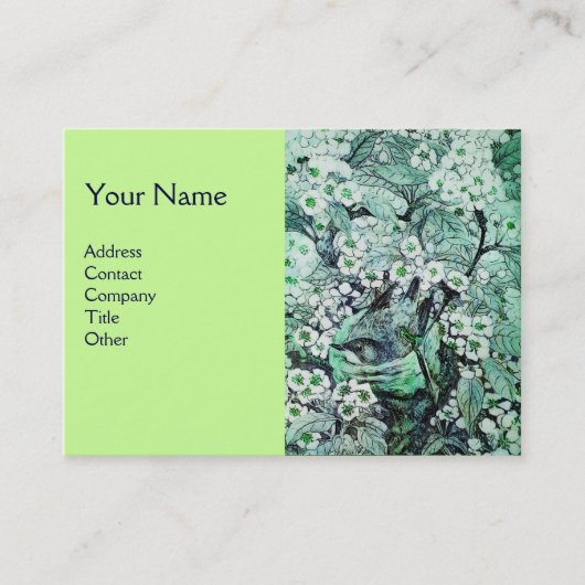 Carte De Visite NID OISEAU, monogramme, vert blanc (Devant)