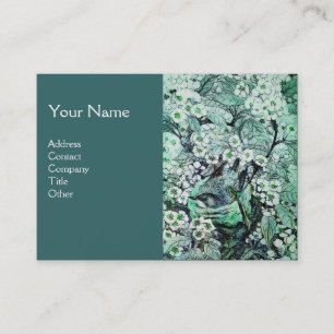 Carte De Visite NID OISEAU, monogramme, vert blanc noir