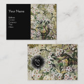 Carte De Visite NID OISEAU, monogramme, vert brun noir (Devant / Derrière)