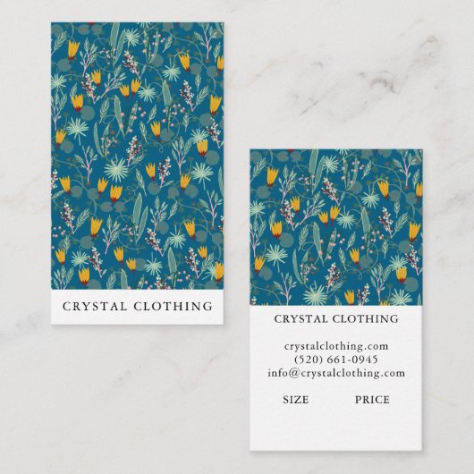 Carte De Visite Night Garden Botanical Chic Modern Hang Tag (Devant / Derrière)