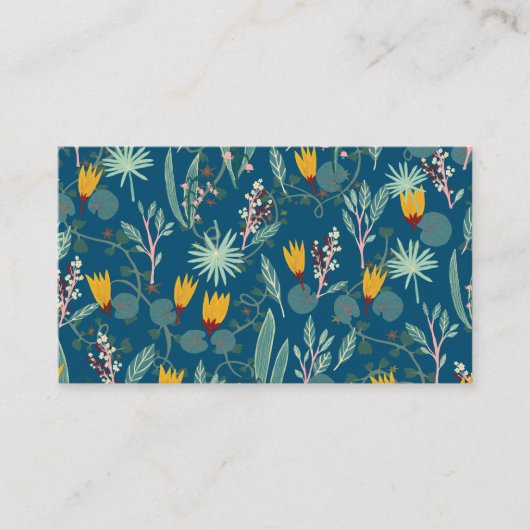 Carte De Visite Night Gardens Floral QR Code Social Media Chic (Devant)