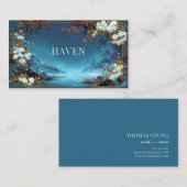 Carte De Visite Night Landscape White Rose and Gold Mountain Frame (Devant / Derrière)