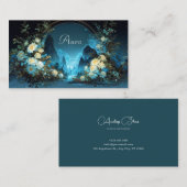 Carte De Visite Night Landscape Yellow Rose Floral Arch (Devant / Derrière)