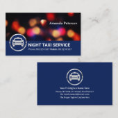 Carte De Visite Night Lights City Traffic Bokeh Taxi Service (Devant / Derrière)