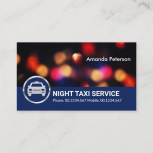 Carte De Visite Night Lights City Traffic Bokeh Taxi Service