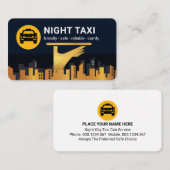 Carte De Visite Night Taxi Cab Service City Silhouette  (Devant / Derrière)