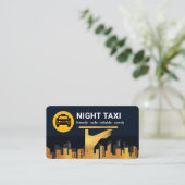 Carte De Visite Night Taxi Cab Service City Silhouette  (Debout devant)