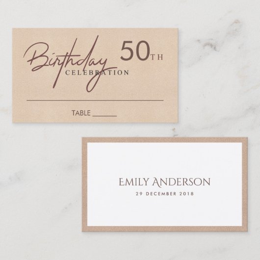 CARTE DE VISITE N'IMPORTE QUEL ÂGE SIMPLE ÉLÉGANT ROSE DOUCE ANNIV (Devant / Derrière)