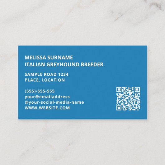 Carte De Visite N'importe quelle couleur Italienne Greyhound Chien (Dos)