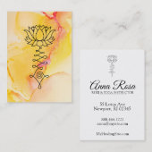Carte De Visite Nirvana curatif jaune-orange de yoga de Lotus (Devant / Derrière)