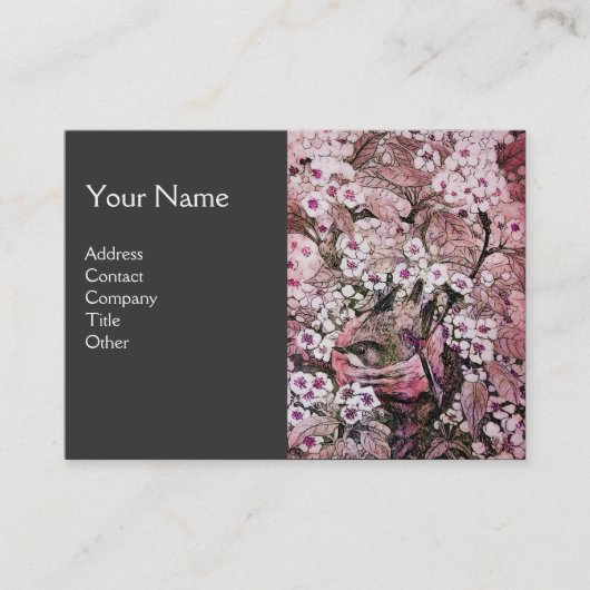 Carte De Visite NIVEAU D'OISEAU, monogramme, rose rouge blanc noir (Devant)