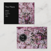 Carte De Visite NIVEAU D'OISEAU, monogramme, rouge rose blanc noir (Devant / Derrière)