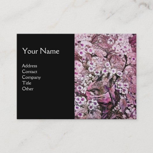 Carte De Visite NIVEAU D'OISEAU, monogramme, rouge rose blanc noir (Devant)