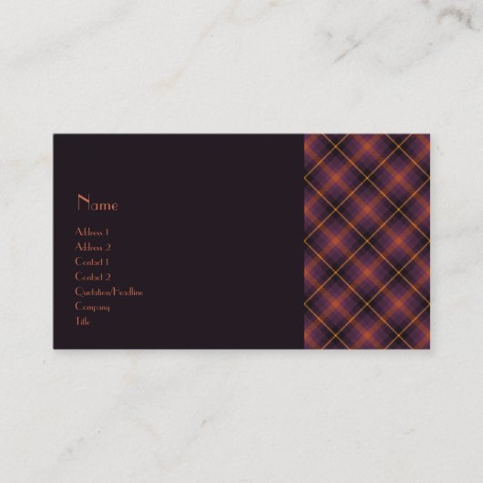 Carte De Visite No. 0014 de tartan (Devant)