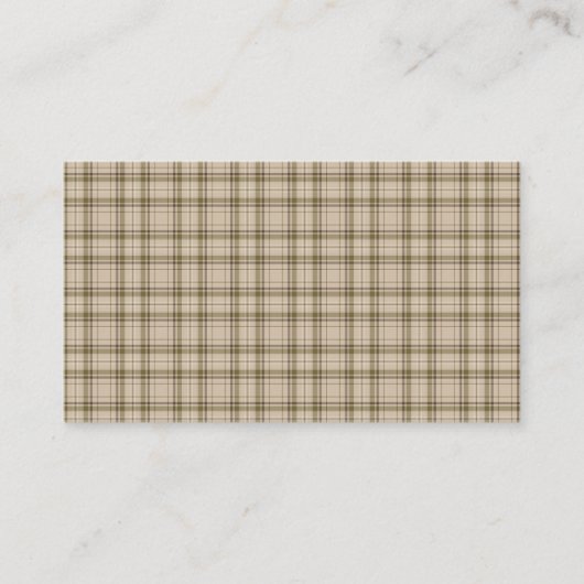 Carte De Visite No. de brun de plaid de tartan, beige et vert 59 (Devant)