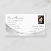 Carte De Visite Noble argent blanc décoré avec photo et bijou (Dos)