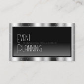 Carte De Visite Noble Argent Cadre Noir Gradient Luxe (Devant)