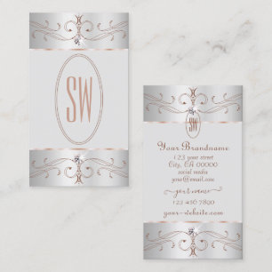 Carte De Visite Noble Argent Rose Or Ornat Ornat Monogramme