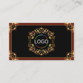 Carte De Visite Noble Black Brown Gold Logo Photo et QR Code (Devant)