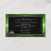 Carte De Visite Noble Black Green Ornate Sparkle Diamonds Ajouter  (Dos)