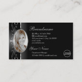 Carte De Visite Noble Black White Squiggled Bijoux Logo et photo (Dos)