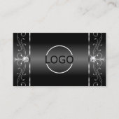 Carte De Visite Noble Black White Squiggled Bijoux Logo et photo (Devant)