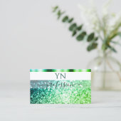Carte De Visite Noble blanc Turquoise Parties scintillant étincela (Debout devant)
