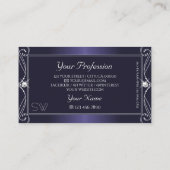 Carte De Visite Noble Blue Ombre Ornate Sparkle Diamonds Monogramm (Dos)