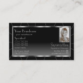 Carte De Visite Noble cadre d'argent noir Gradient chic avec photo (Dos)