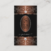 Carte De Visite Noble café noir Ornat Brown Ornat Initiales (Devant)