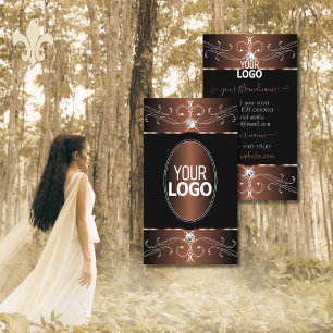 Carte De Visite Noble café noir Ornement Brown et logo