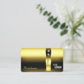 Carte De Visite Noble doré carreau chatoyant et logo (Debout devant)