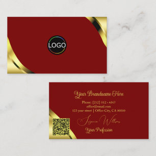Carte De Visite Noble Gold Corners sur Rouge avec Logo et Code QR