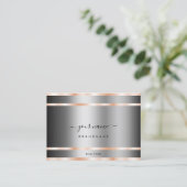Carte De Visite Noble Graphite Silver Shimmery Rose Golden Lines (Debout devant)
