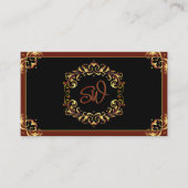 Carte De Visite Noble Noir Brown Or avec Monogramme Impressionnant (Devant)