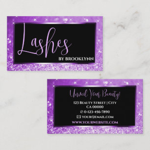 Carte De Visite Noble Noir Luxe Violet Ombre Parties scintillant é