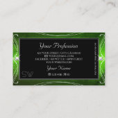 Carte De Visite Noble noir vert orné Diamètre d'étincelles Initial (Dos)