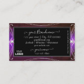Carte De Visite Noble Noir Violet Orné Bijoux étincelant avec logo (Dos)