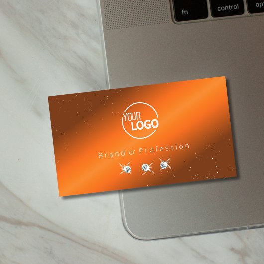 Carte De Visite Noble orange et diamants Brown étincelants Ajouter